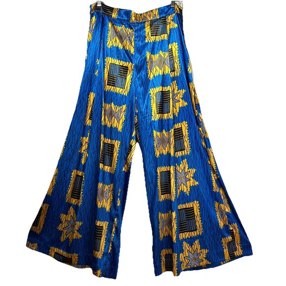 Tribalbyn Zambia African Print Blue Gold Matching Two Piece Set Size L New - Picture 5 of 16